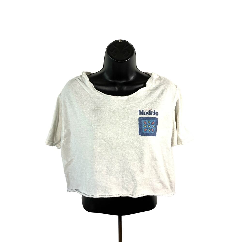 Modelo Especial Crop Top T Shirt Women’s Medium White Beer Graphic Tee